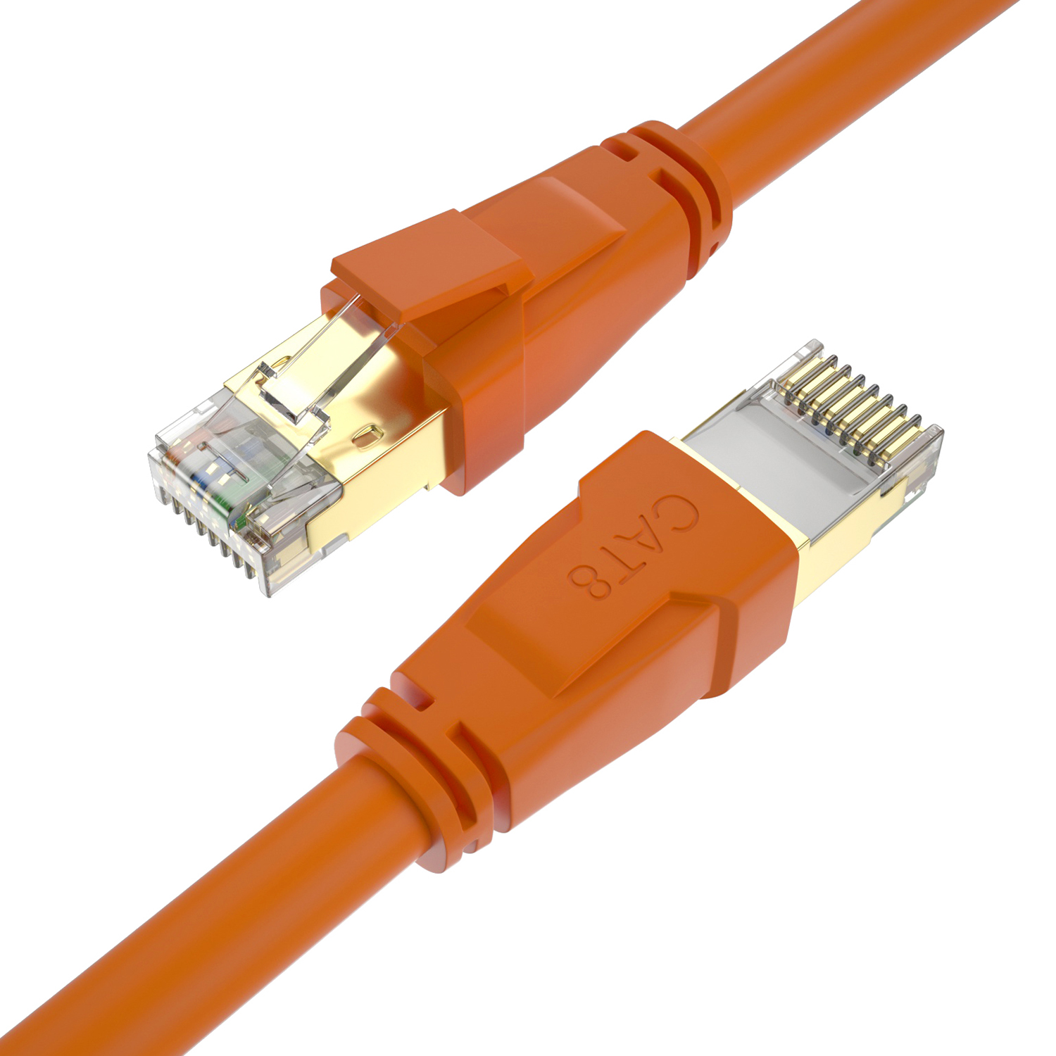 Network CAT8 SSTP 26AWG（7/0.16BC）*4P+PVC  OD6.2mm+RJ45Two-piece natural color shield gold-plated cry