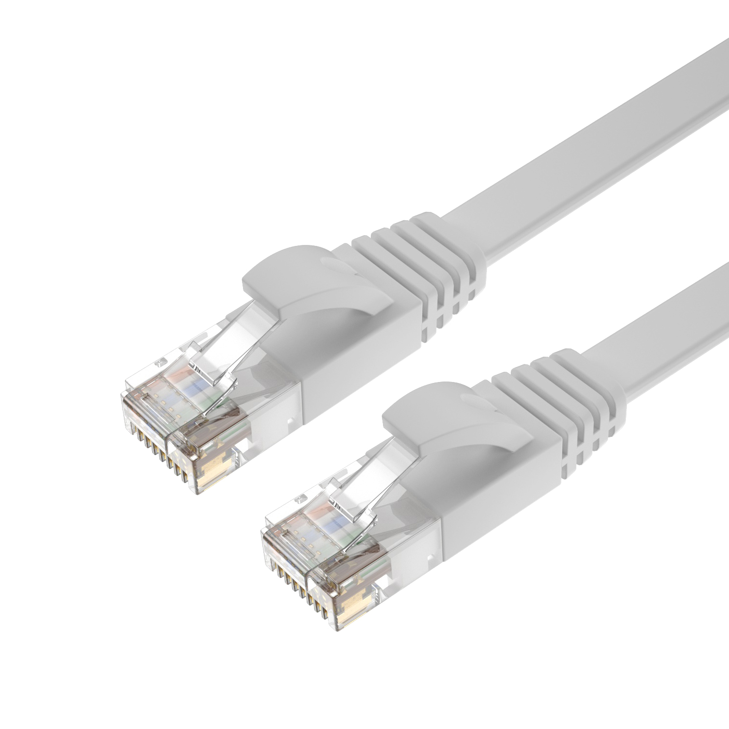 Network CAT6 UTP FLAT 32AWG7/0.08BC*4P+PVC OD:1.6*6.0mm+RJ45Natural color short body crystal head